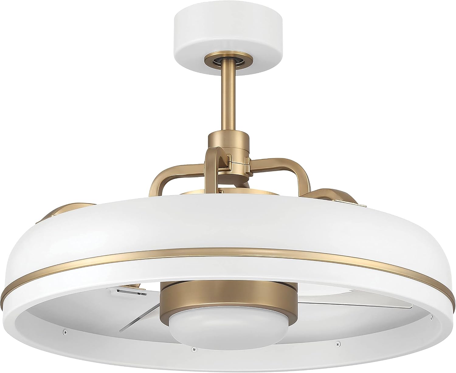 Craftmade TYL24WSB3-NWF Taylor 24 Inch 3 Blade Ceiling Fan | White and Satin Brass Finish with Clear Acrylic Blades | Integrated 1167 Lumens LED 3000K | Remote Included | DC Motor Indoor Fandelier