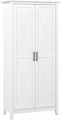 Bush Home Key West Tall Storage Cabinet with Doors in Pure White Oak