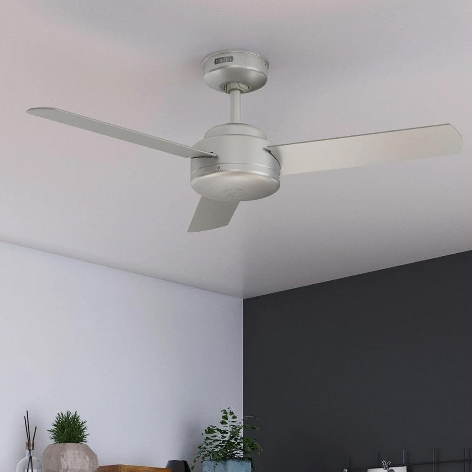 Hunter Fan 44 Inch Casual Matte Nickel Finish Indoor Ceiling Fan With 3 Blades (Renewed)