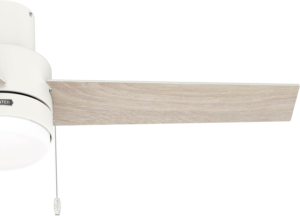 Hunter Fan Company, 51972, 52 inch Brunner Matte White Low Profile Ceiling Fan with LED Light Kit and Pull Chain