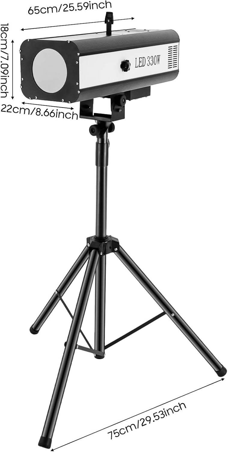 330W Stage Spotlight, Manual Control Follow Spot Light with Tripod 6 Colors LED Stage Spotlight Adjustable Aperture DJ WashLight for Party Disco Wedding Birthdays Christmas Party Show