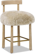 Jennifer Taylor Home Arden 27.5 Genuine Fur Counter Height Bar Stool, Natural Blonde Genuine Fur