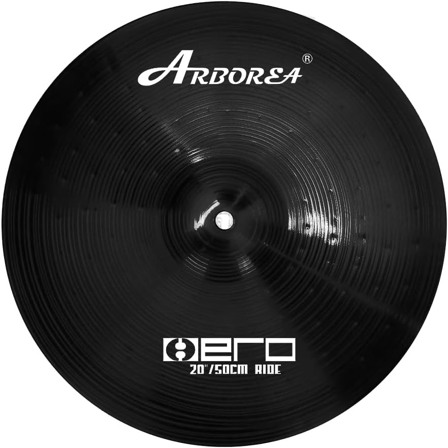 Arborea Cymbal Pack for Drum 7 pcs Black Hero Series Include 14'Hihats 16'Crash 20'Ride Bonus 10' Splash 16'Ozone Stacker 18' China Cymbal Free Cymbal Bag