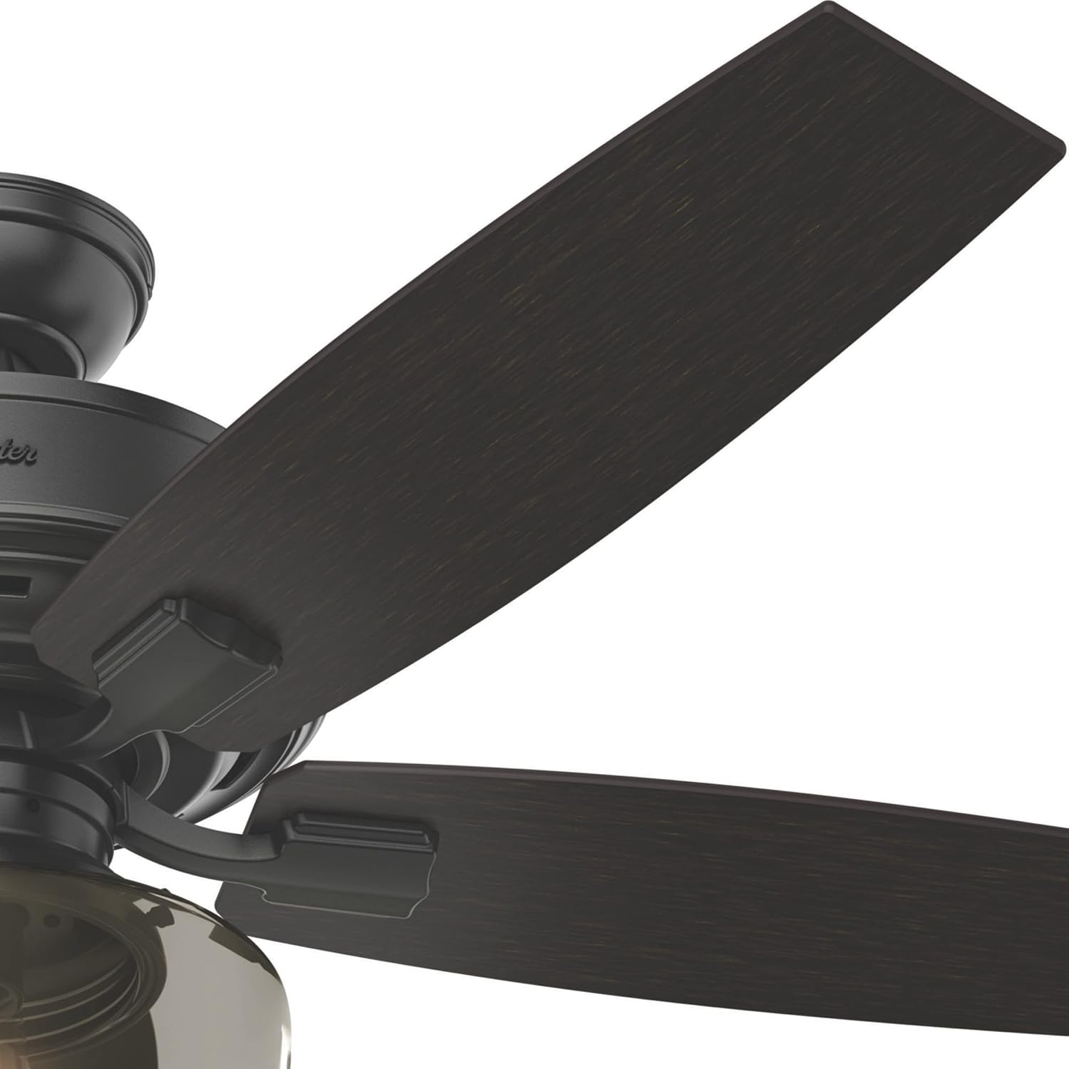 Hunter 52 inch Indoor Ceiling Fan with LED Light and Remote Control - Standard Mount Black Ceiling Fan, 5 Blades, For Bedroom, Living Room, or Kitchen, Quiet - Bennett 54187, Matte Black