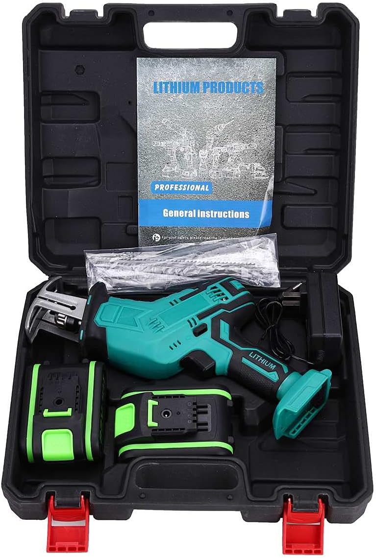 88V Cordless Reciprocating Saw Handsaw Saber Saw Multifunction Saw for Metal Wood Pipe Cutting Saw with 4 Blades Kit,2 Batteries
