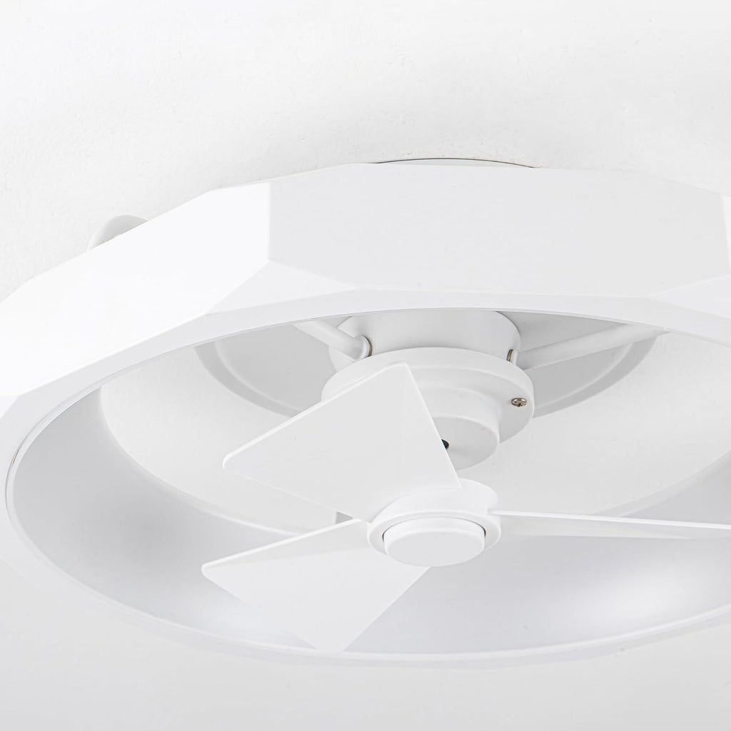 Parrot Uncle Low Profile Ceiling Fans with Lights and Remote, 20 Inch Bladeless Ceiling Fan for Bedroom Flush Mounted, Dimmable Light, Reversible DC Motor, Timer (White)