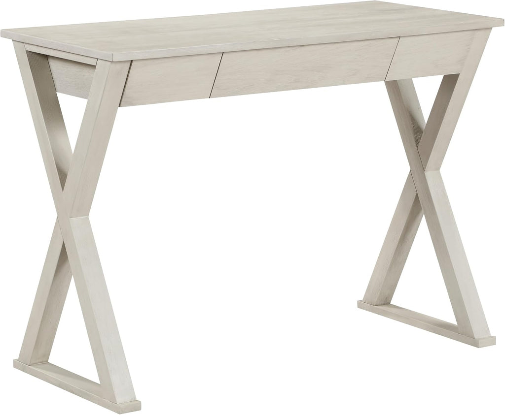 OSP Home Furnishings Marna Modern Writing Home Office Desk with Drawer, Weathered White Finish