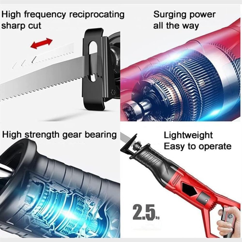 electric reciprocating bone saw electric butchers saw Handheld Reciprocating Saw Battery Powered Multifunctional Reciprocating Saw for Cutting Meat Beef Fish Ribs,D