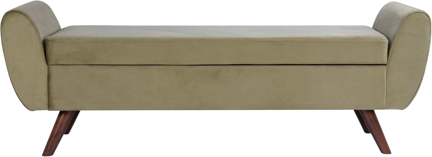 HomePop 60' Modern Storage Bench with Wood Legs - Light Sage Green Velvet