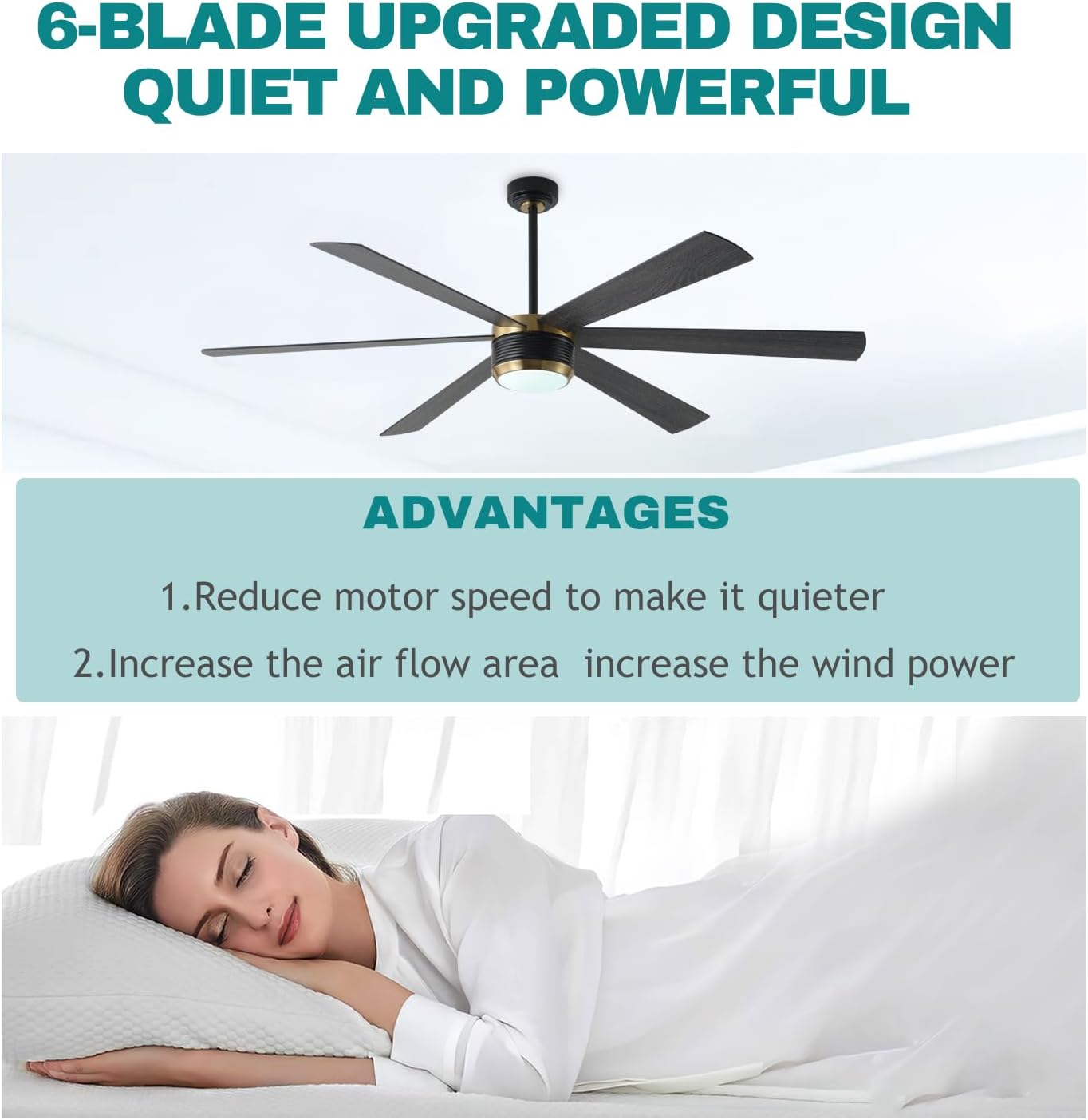 SHOWDI Ceiling Fans with Lights and Remote, Black-Gold 72 in | 2 Blade Color, Metal Material, App Remote Control, Timer, Reversible, 3CCT, Dimmable for Bedroom, Living room, Indoor