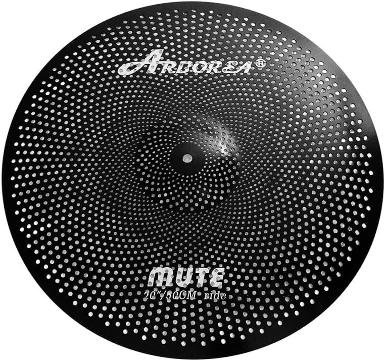 Arborea Low Volume Cymbal Pack 8pcs Black Quiet Practice Cymbals for Drums Set 10'/12'Splash/14'Hihats/16'Crash/18'Crash/20'Ride/18'China Silent Cymbal with Cymbal Bag