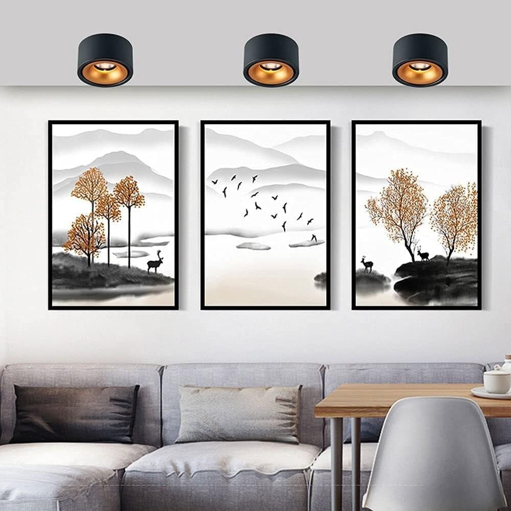 Wall Lamps LED Ceiling Spot Light Aluminum Matte Mounted Cylinder Down Light Indoor Minimalist Focus Ceiling Spotlight Fixture for Living Room Hallway Foyer 7W-Black-6000k