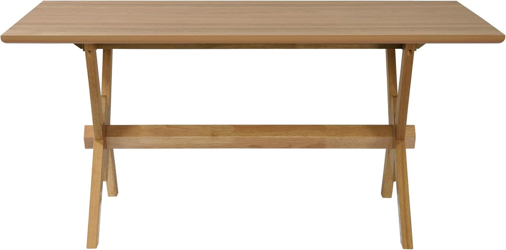 Christopher Knight Home Hiro 63 Inch Dining Table for 6 People, Modern Farmhouse Kitchen Table with Double V Legs, Wooden Rectangular Kitchen and Dining Room Furniture, Home Office, Natural