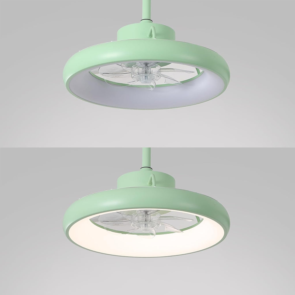 Oval AIR Loren 20' Small Smart Ceiling Fan with Light, Semi Flush Mount, Quiet 6-Speed Reversible Motor, Dimmable LED, Adjustable CCT, App & Remote Control, Scandinavian, Mint AIR8002C