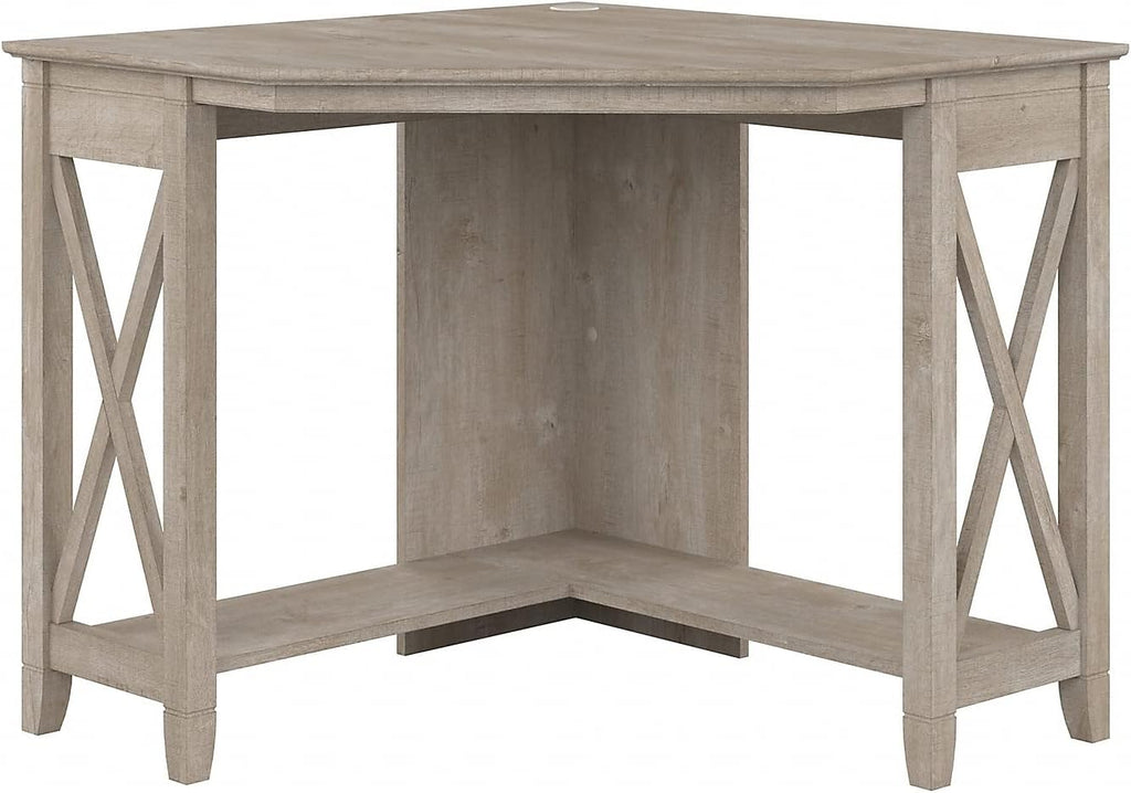 Bush Home Key West Small Corner Desk in Washed Gray