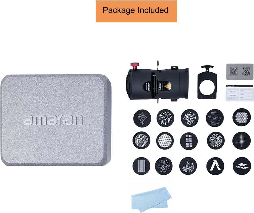 Aputure Amaran Spotlight SE 36° Lens Kit, Projection Lens Modifier for Amaran Halo 300X 200X Amaran 300C 150C and Other Power not Exceeding 300W Bowens Mount Lights
