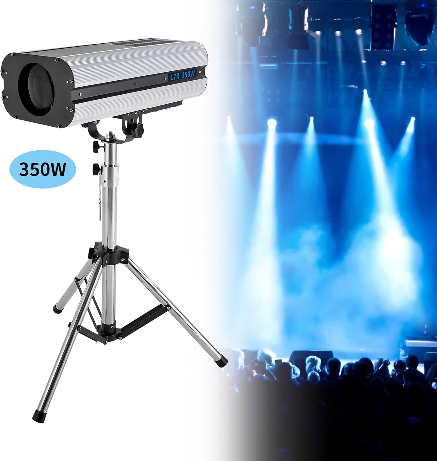 CNCEST 330W LED Stage Spotlight LED Follow Spotlight with Stand for Party Disco Wedding,Adjustable Aperture,3.94-5.1FT Height (350, Watts)