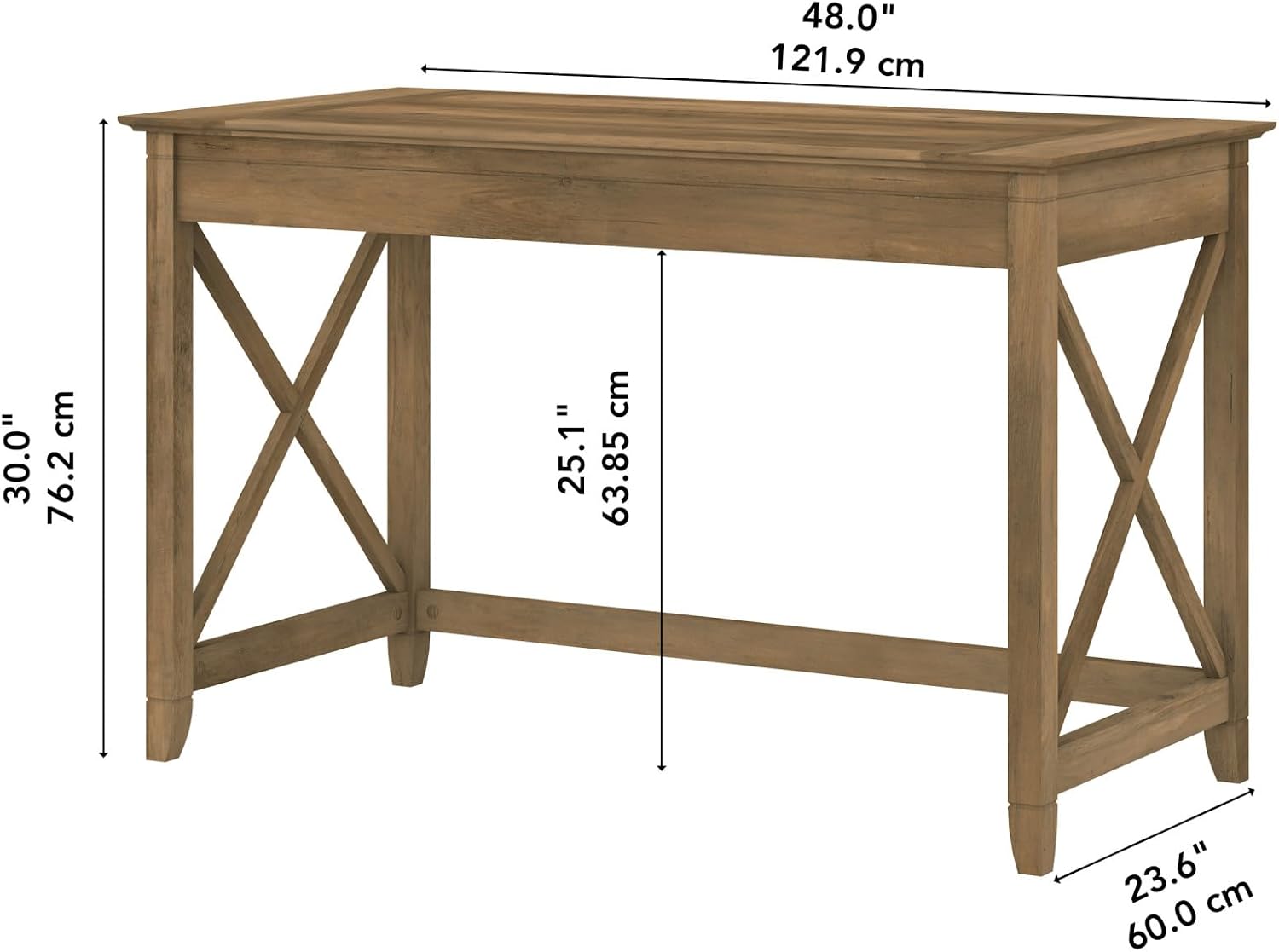 Bush Home Key West 48W Writing Desk in Reclaimed Pine