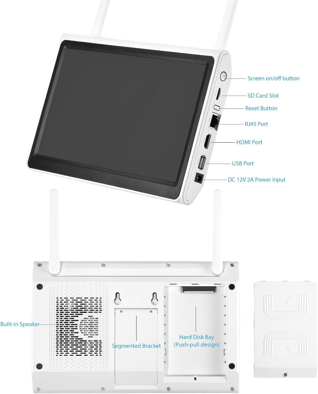 Kittyhok Solar Security Camera Outdoor System with Monitor | 4pcs Wireless Solar Powered Security Camera, Human Detection, Spotlight, for Home Security | 10CH NVR, 10'' IPS Monitor, Local Storage