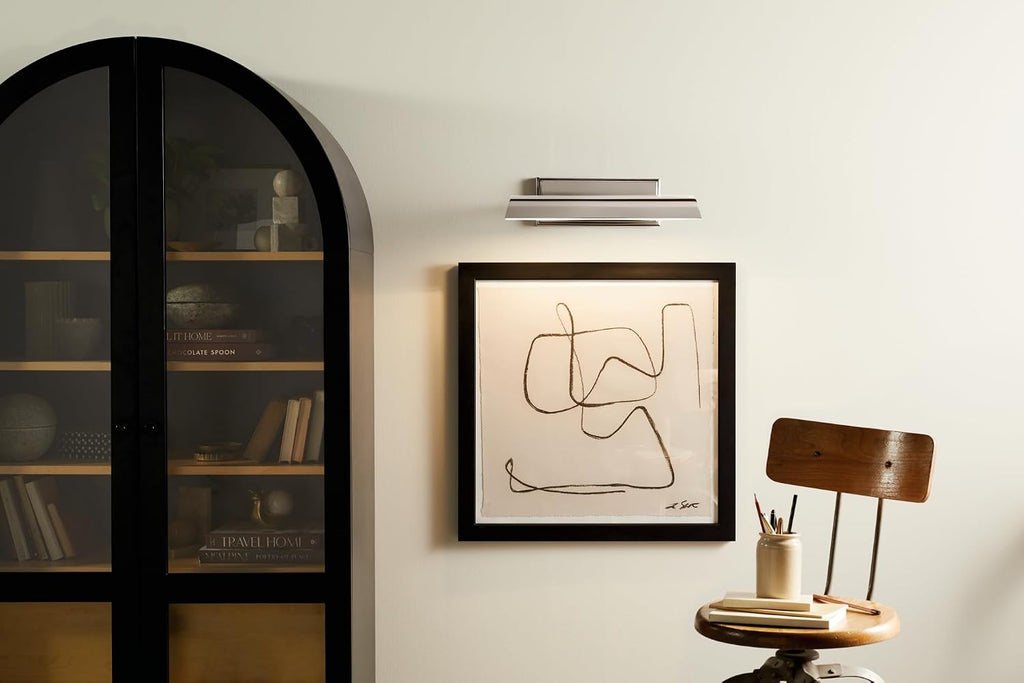 Kichler Carston 2-Light Picture Light, Updated Traditional Light in Polished Nickel with White Interior, for Framed Art, Mirror or Built-in Shelving (4.75' x 24.25'), 52686PN