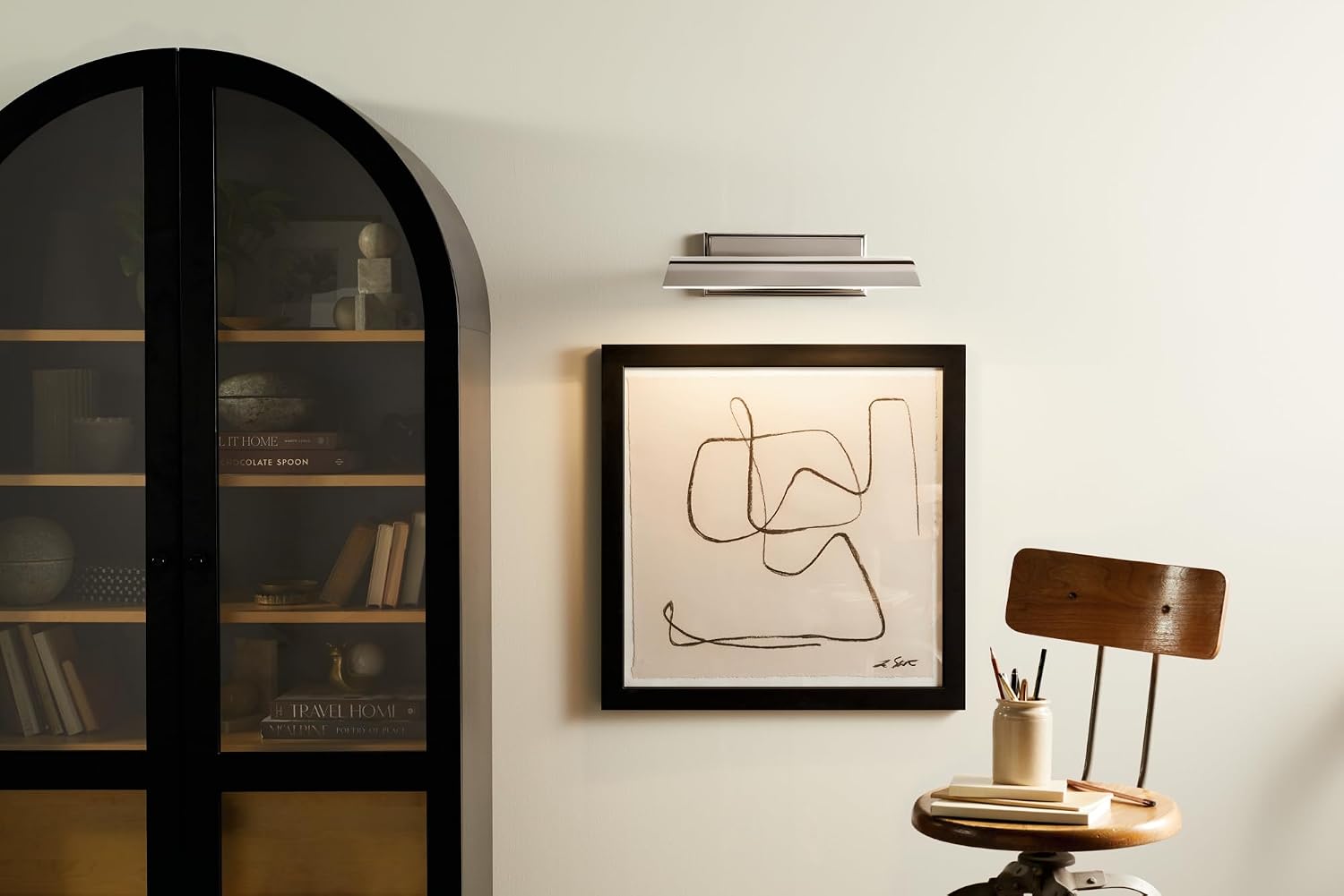 Kichler Carston 2-Light Picture Light, Updated Traditional Light in Polished Nickel with White Interior, for Framed Art, Mirror or Built-in Shelving (4.75' x 24.25'), 52686PN