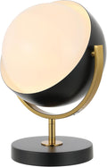 JONATHAN Y 12' Black/Brass Gold Adjustable Orb LED Floor Spotlight, Vintage Mid-Century Modern Iron Table Lamp for Living Room and Bedroom, LED Bulb Included JYL6019A