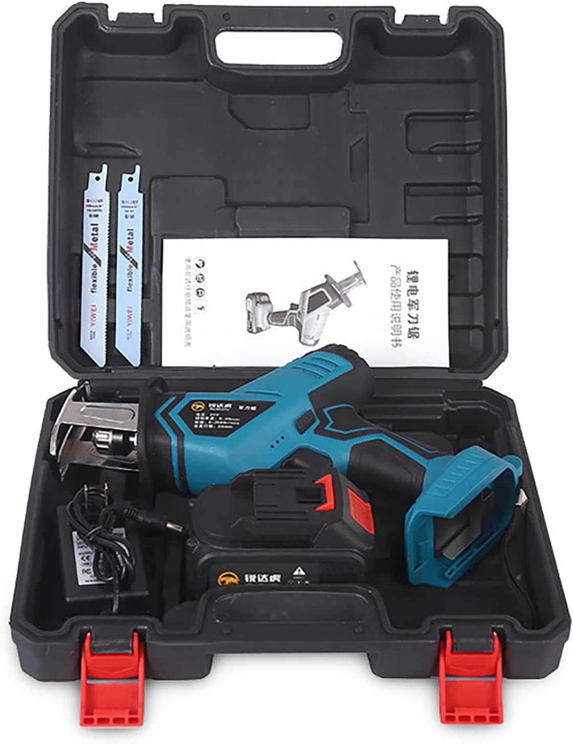 Cordless Reciprocating Saw - Portable Power Hand Saw, Quick Tool-Free Blade Change, With 1/2 Batteries And 2 Blade For Metal, Wood, Pvc Pipe Cutting (2 batteries)