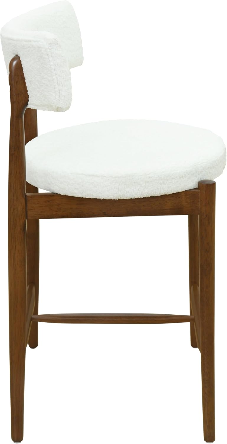 Christopher Knight Home Ebany 25.50' H Barstools Set of 2, Upholstered Counter Stool, Comfy Backrest Kitchen Stool, Rubberwood Frame Stool Chair, Bistro Chair for Kitchen Dining Room, Beige+Brown