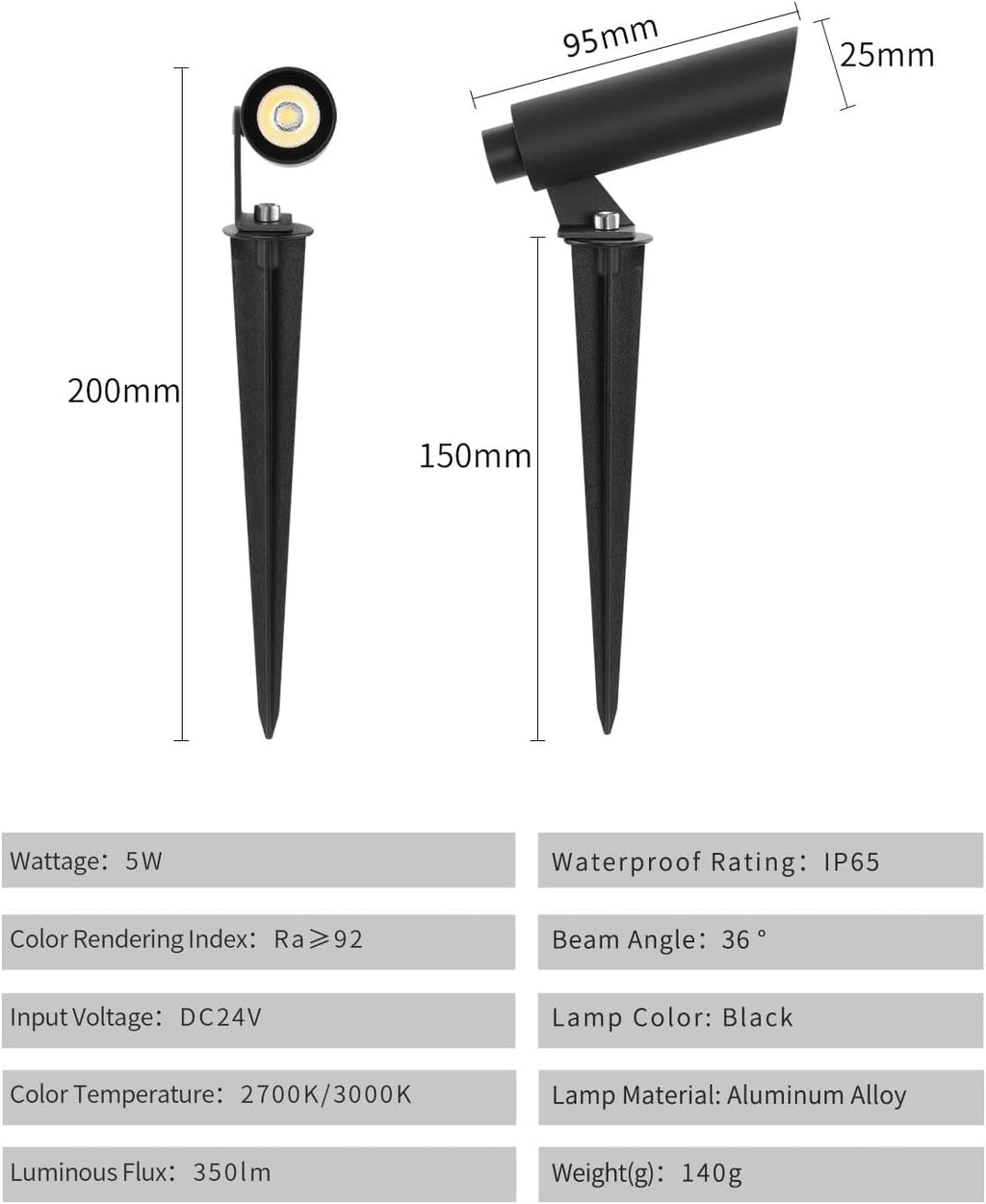 Outdoor Landscape Lighting, Mini Size Low Voltage LED Spotlight 3000K 4 Pack, IP65 Waterproof, with Quick Installation Accessories, for House Patio Garden Fence Tree Yard Plant Flags Use