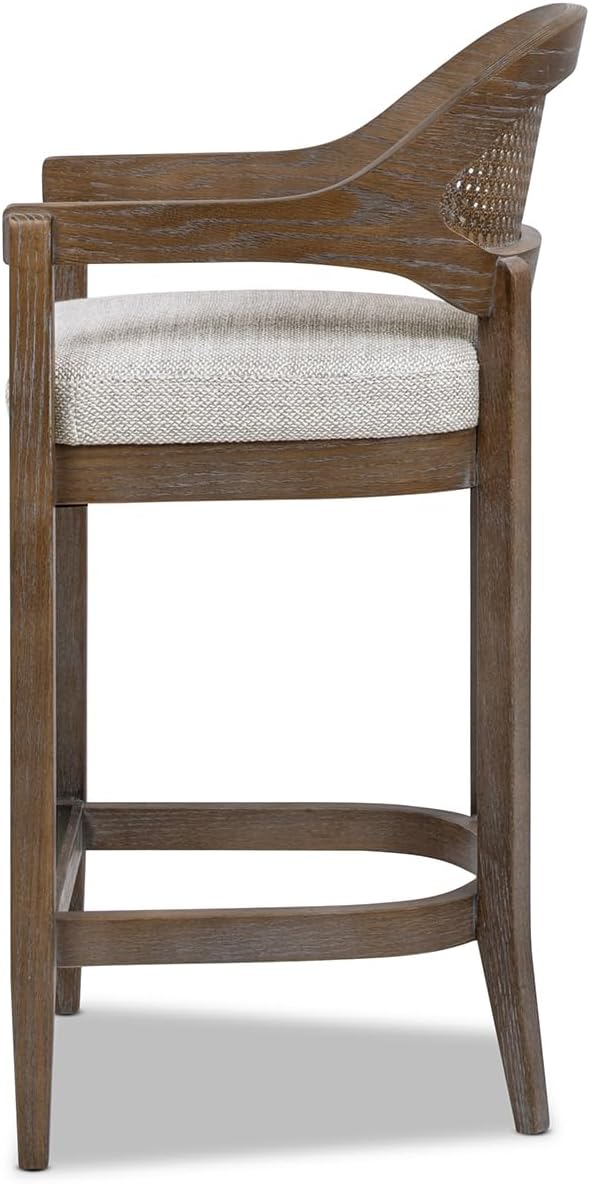 Jennifer Taylor Home Americana Mid-Century Modern 26' Cane Back Counter Stool, Two-Tone Neutral Gray Polyester Wool Blend