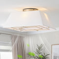 20' Boho Ceiling Fans with Lights Flush Mount, Bladeless Ceiling Fan with Light Remote Control, Square with 6 Speeds for Bedroom, Living Room, Nursery