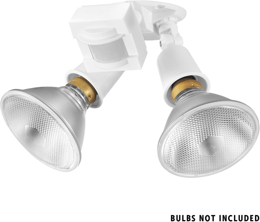 GLOBE Electric 17000269 110-Degree 240 W Twin Head White Hardwired Motion Sensor Security Flood Light, Spotlight, Outdoor, Outside House Lights (Pack of 12)
