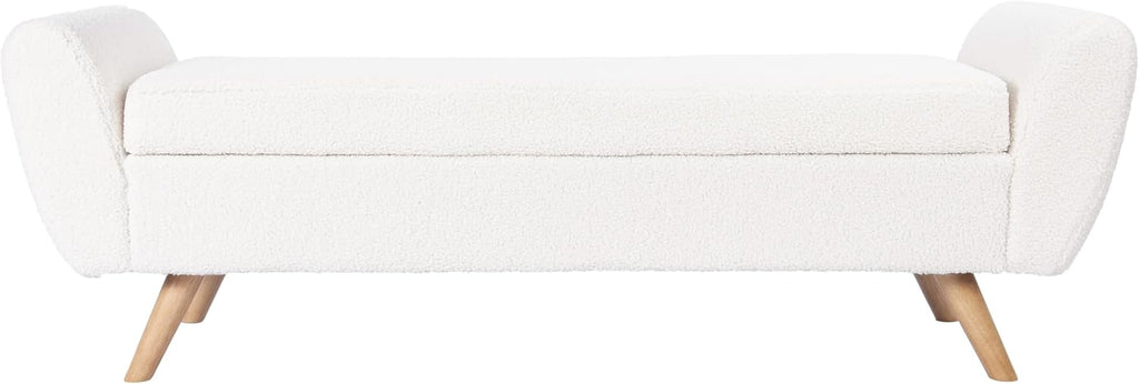 HomePop 60' Modern Storage Bench with Wood Legs - Sherpa Cream