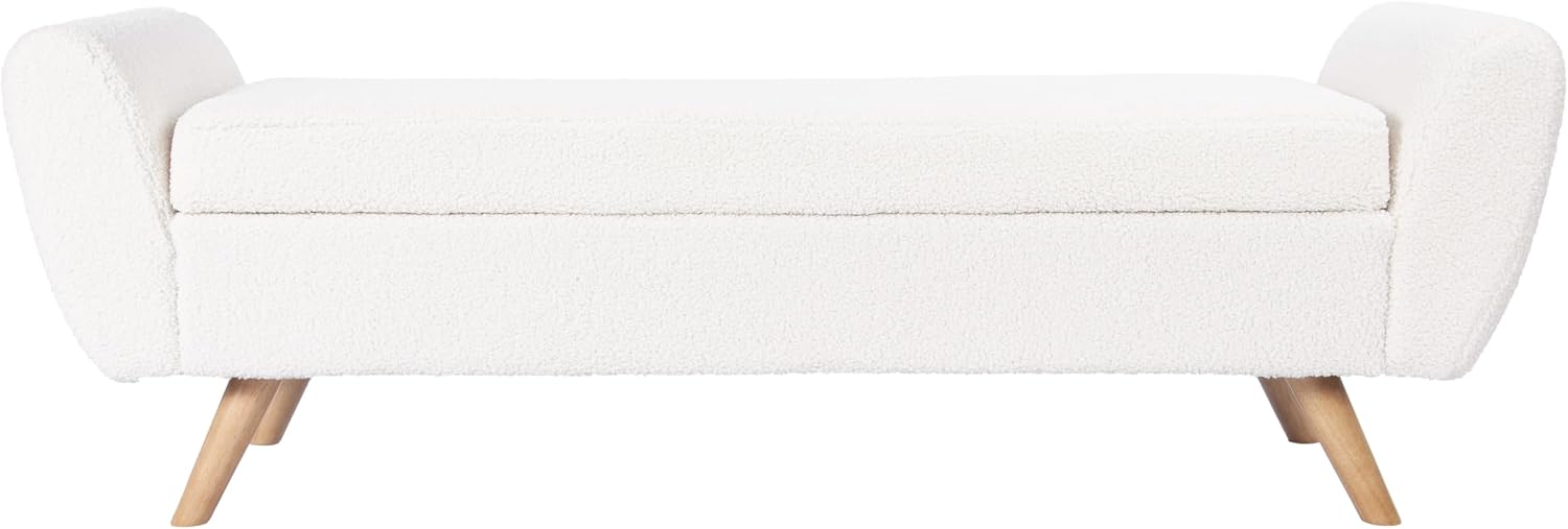 HomePop 60' Modern Storage Bench with Wood Legs - Sherpa Cream