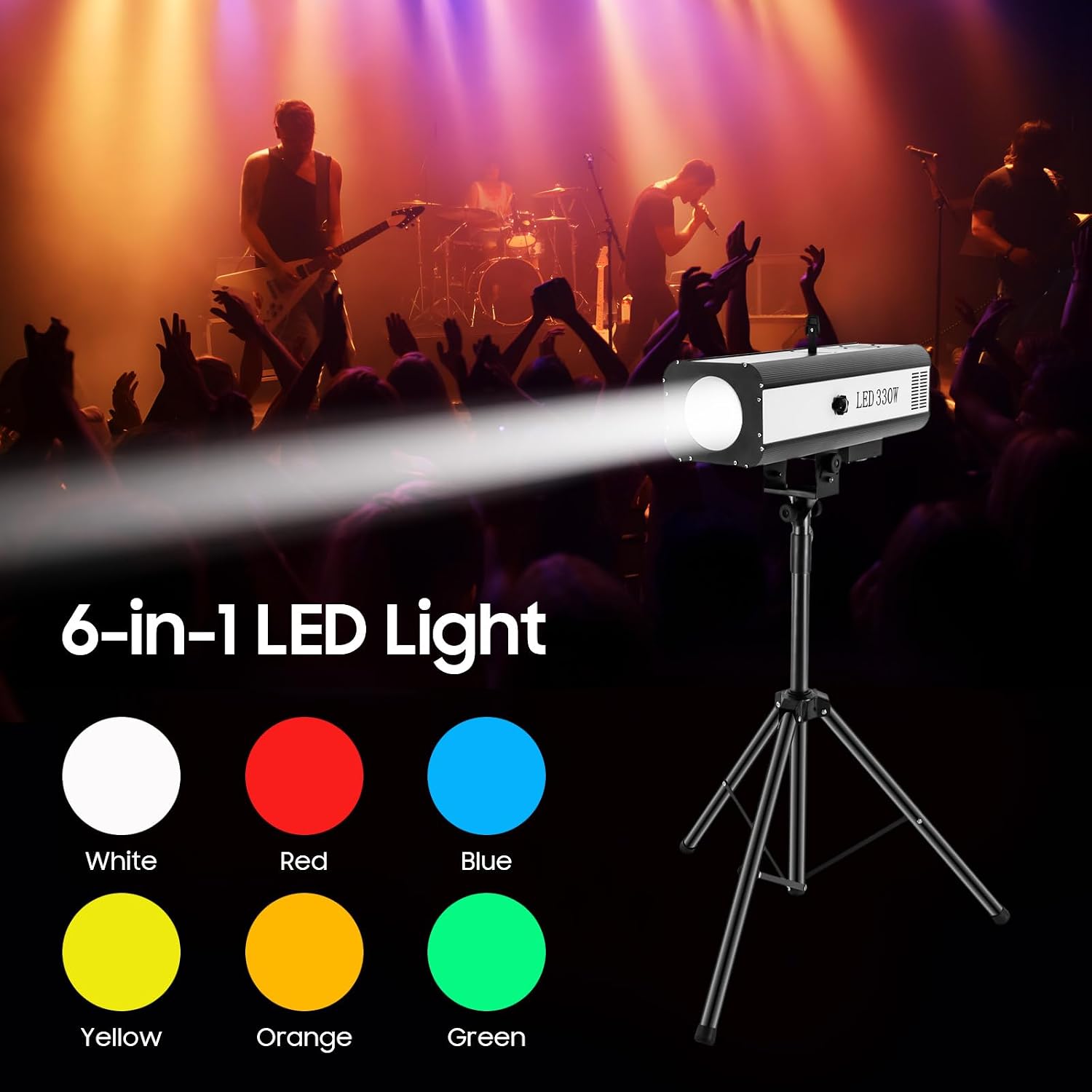 330W LED Follow Spot Light Manual Control Spotlight Stage Light Adjustable Aperture DJ WashLight Muti-Color Stage Spotlight with Stand for Party Disco Wedding Birthdays Christmas Party Show(330W)