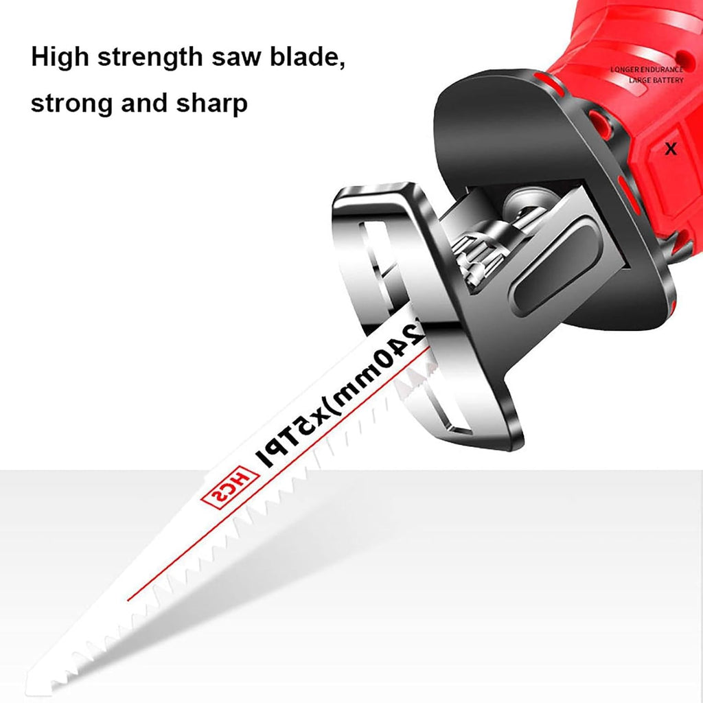 Handheld Electric Bone Saw - LED Light + 4 Saw Blades, Cordless Reciprocating Saw - 6.0Ah Lithium Battery Powered, for Bones, Meat, Wood, Metal, Plastic