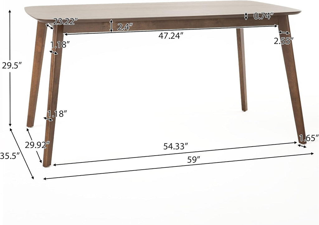 Christopher Knight Home Nyala Wood Dining Table, Natural Walnut Finish, 35.5 in x 59 in x 29.5 in