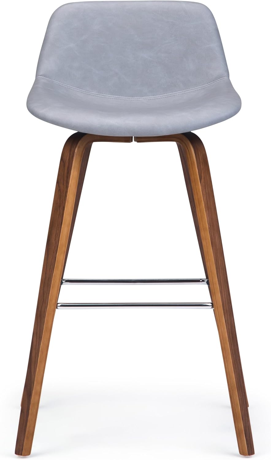 SIMPLIHOME Randolph Mid Century Modern 28 inch Bentwood Counter/ Bar Height Stool (Set of 2) in Stone Grey Vegan Faux Leather for the Dining Room and Kitchen