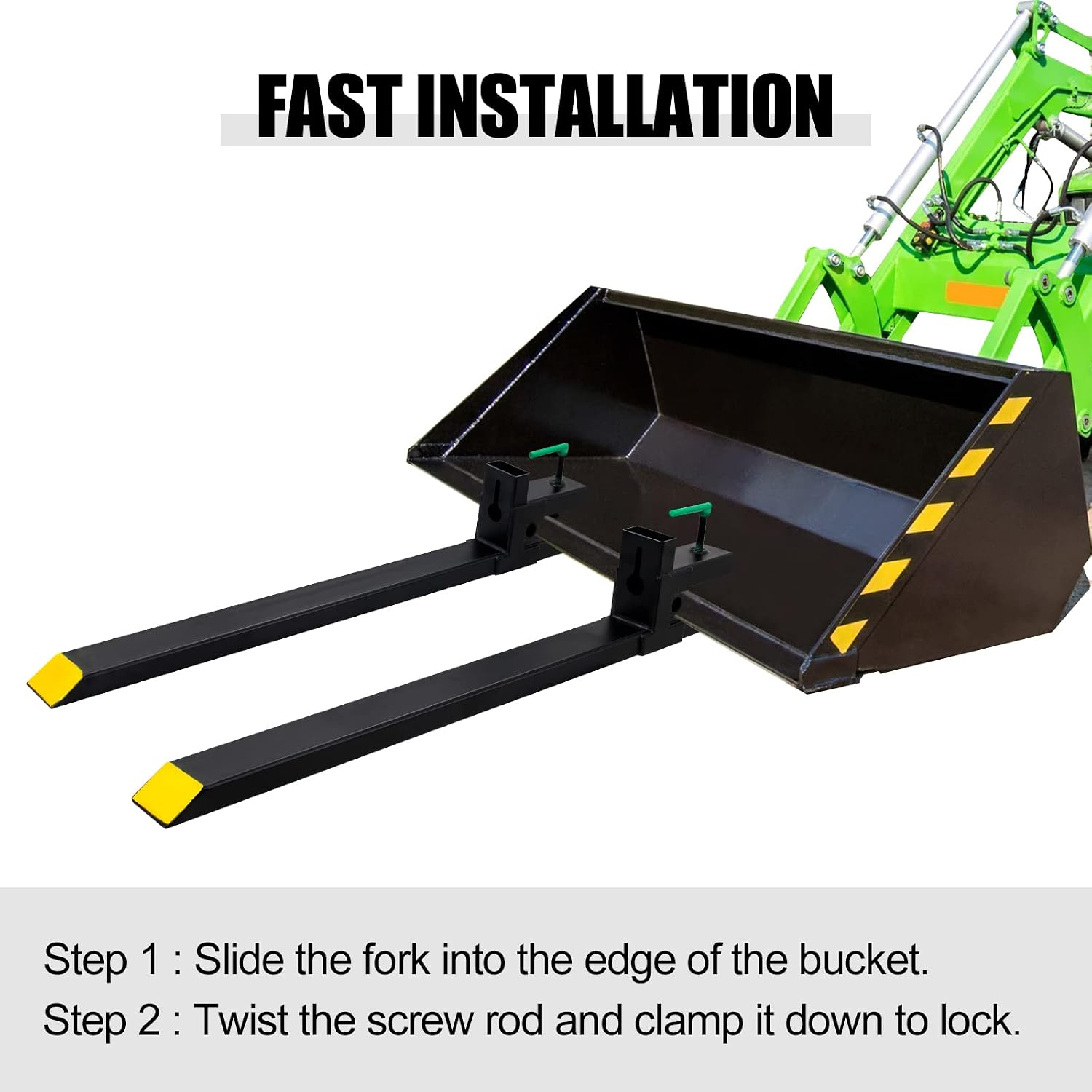 Clamp On Pallet Forks 1500 Lbs Max, 60' Total Length Tractor Bucket Forks, Heavy Duty Front Loader Forks for Skid Steer, Bucket Forks for Agriculture and Farm