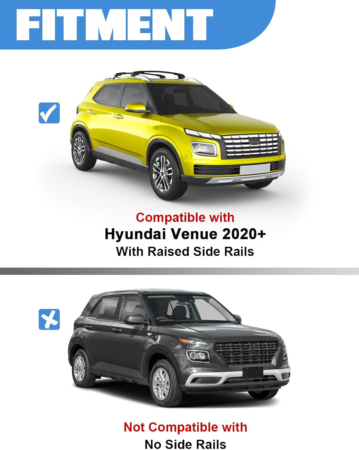 FengYu 300lb Lockable Roof Rack Cross Bars Compatible with Hyundai Venue 2020 2021 2022 2023 2024 2025 2026 with Raised Side Rails, Heavy Duty Aluminum Roof Rails Crossbars Cargo Bars