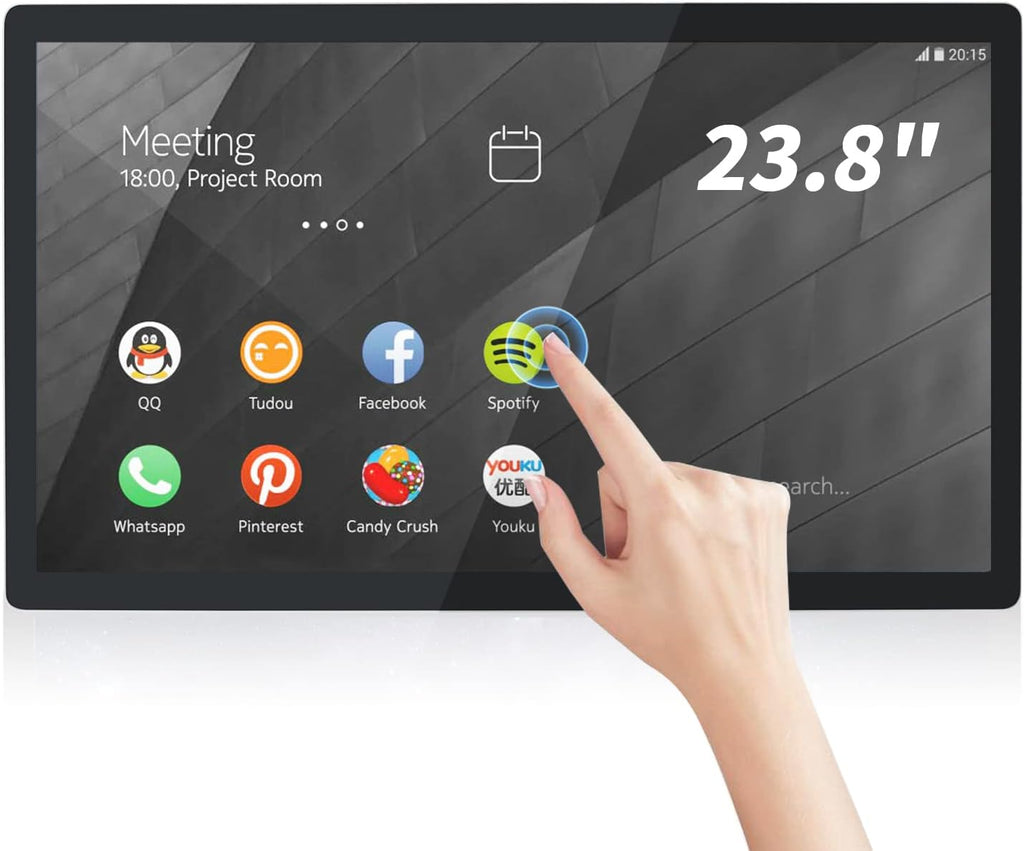 23.8 inch Android 12 Touchscreen Monitor Tablet, 16:9 FHD 1080P, WiFi & BT, Built-in Speakers, RK3588 4GB RAM & 64GB ROM, Smart Board for Classroom, Meeting & Game