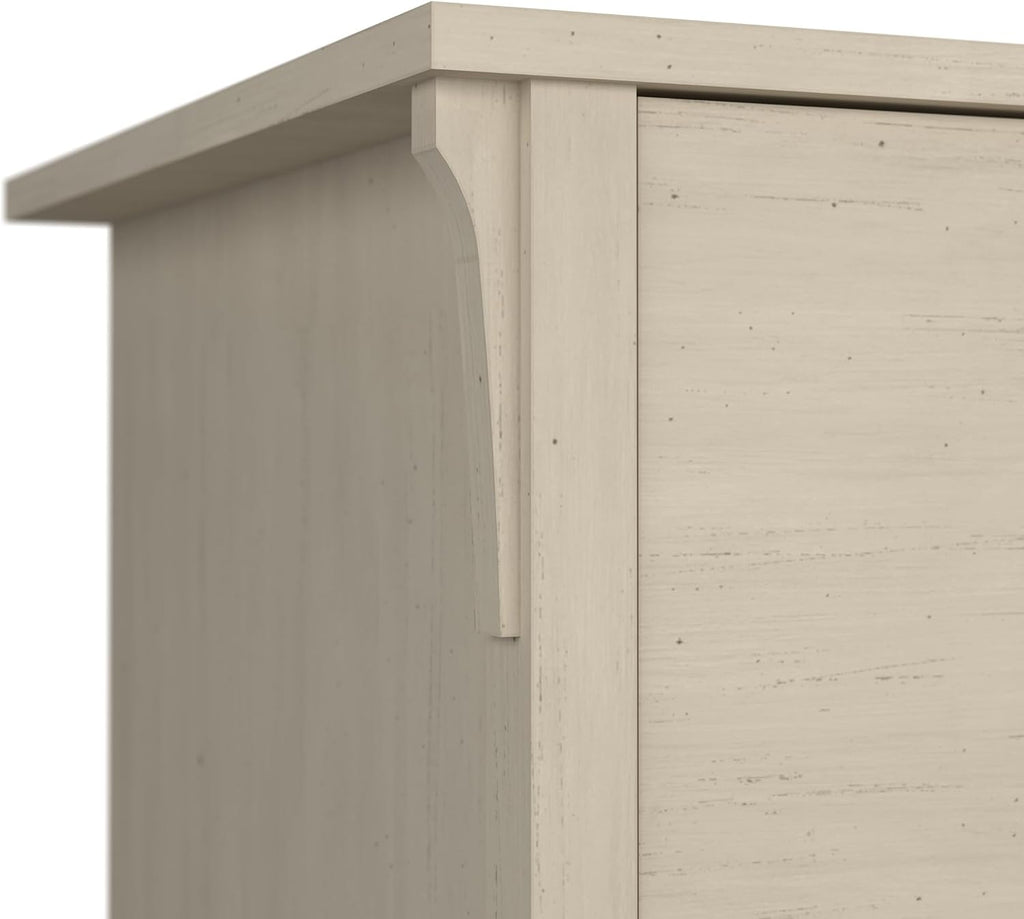 Bush Home Salinas Small Computer Desk with Hutch in Antique White