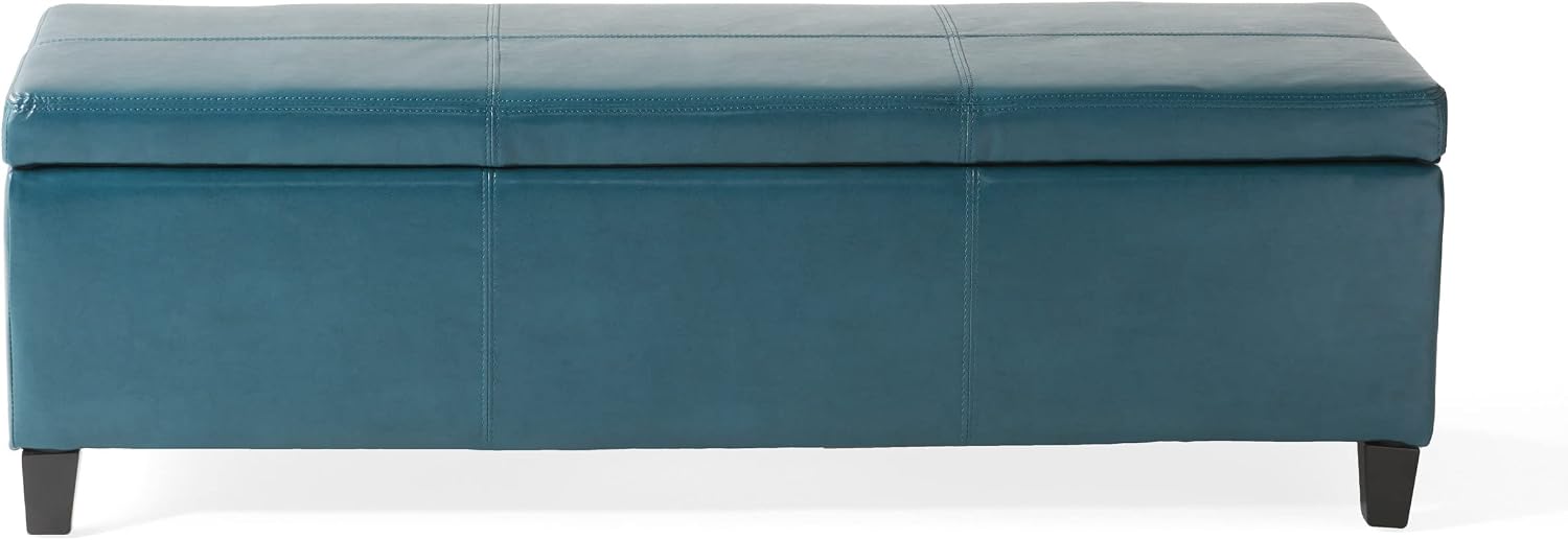 Christopher Knight Home Glouster PU Storage Ottoman, Teal 17. 50D x 51. 25W x 16. 25H