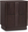 Teamson Home 20'' W Modern Storage 2-Drawer Push to Open Nightstand with Solid Wood Frame, Bedside Table Bedroom Furniture with Reeding Pattern in Scandinavian Style, Espresso