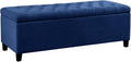 Madison Park 49' Upholstered Storage Bench, Button Tufted End of Bed Bench with Storage, Dual Spring Soft-Close Lid, Bedroom Bench for Queen King Bed, Entryway Living Room, Navy