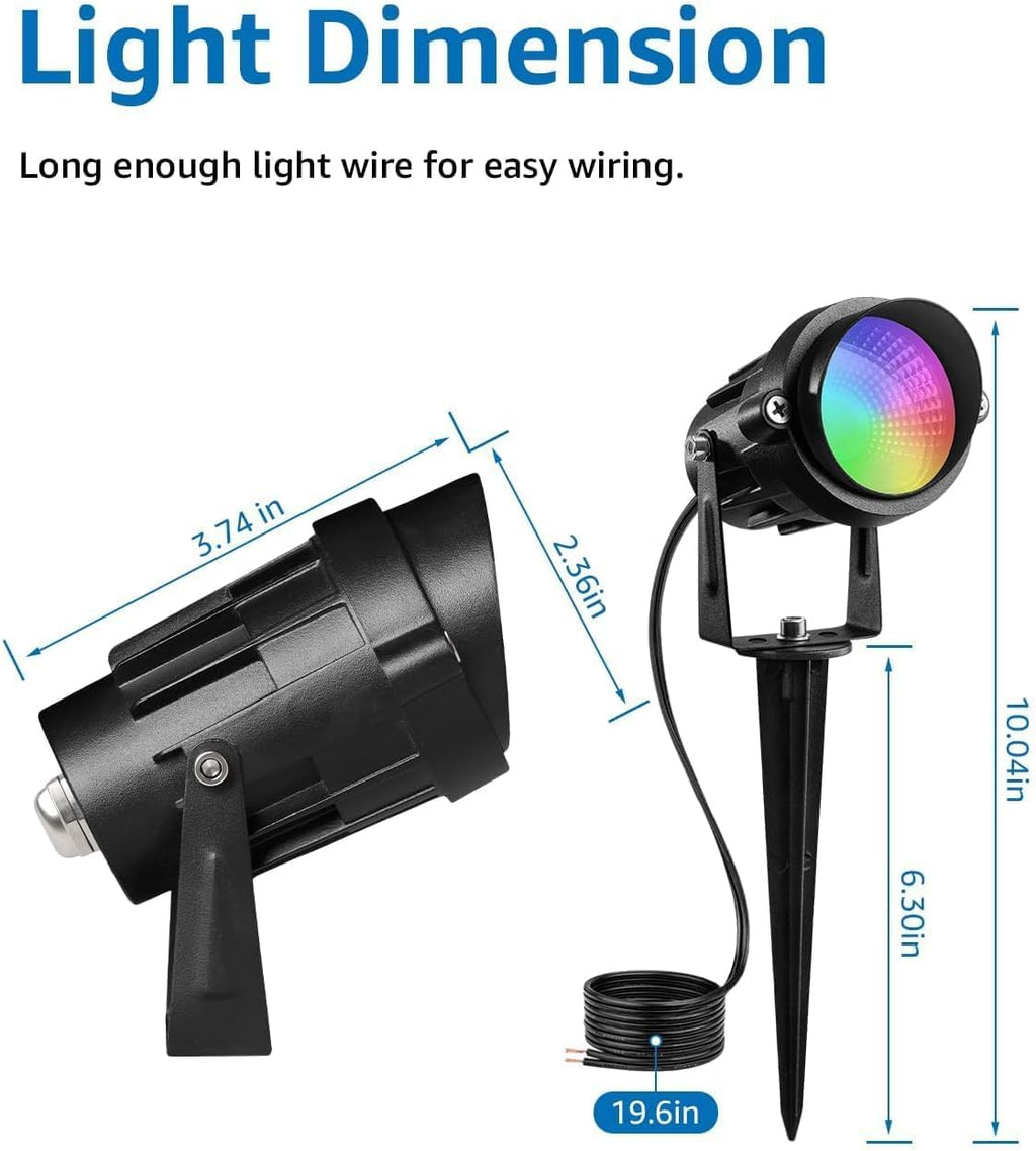 SUNVIE 12W Low Voltage Landscape Lighting RGB Color Changing LED Landscape Lights with Remote Control Waterproof Garden Patio Spotlight Christmas Decoration for Outdoor(10 Pack with Connector)