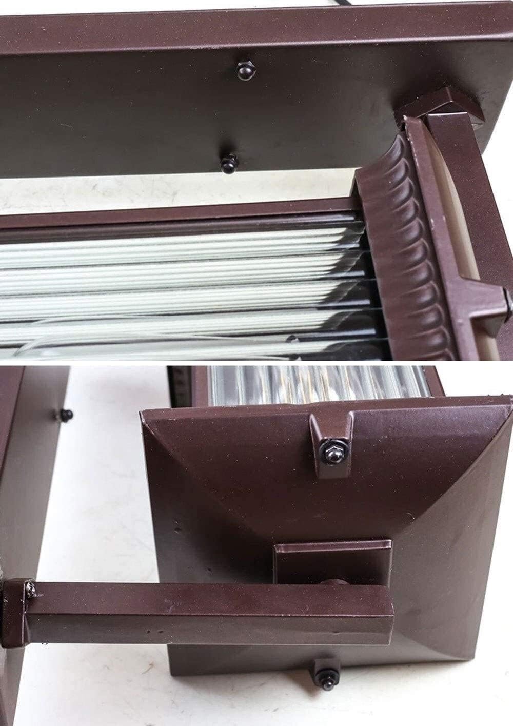 Solar Lantern Outdoor Lights,Wall Light European Vintage Industrial Wall Light Sconce Brown Finish Aluminum Striped Glass Waterproof Wall Mount Retro Wall Lamp Fixture for Entryways Yards