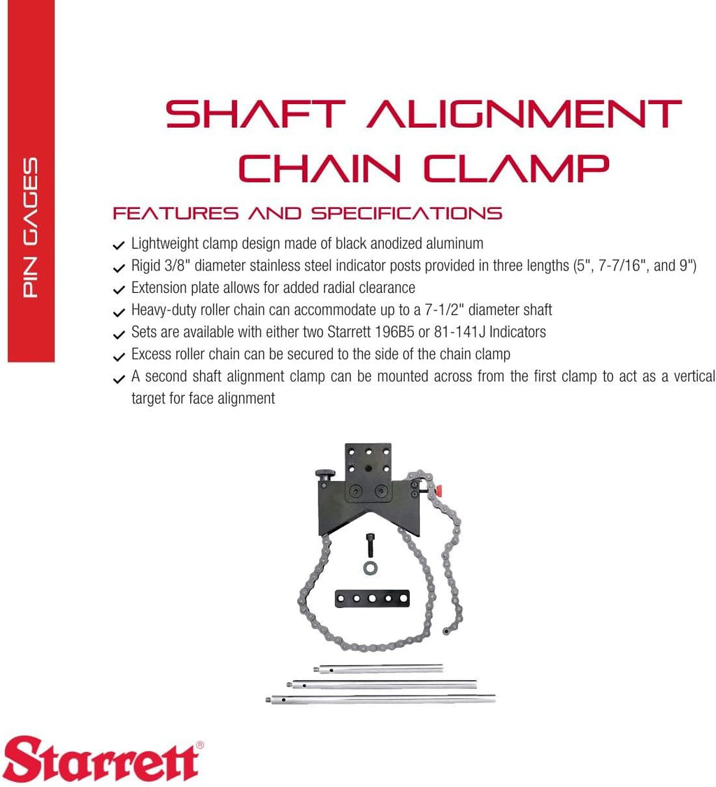 Starrett Shaft Alignment Clamp Set with Chain Clamp - 5-9' Posts, Anodized Aluminum - S668A