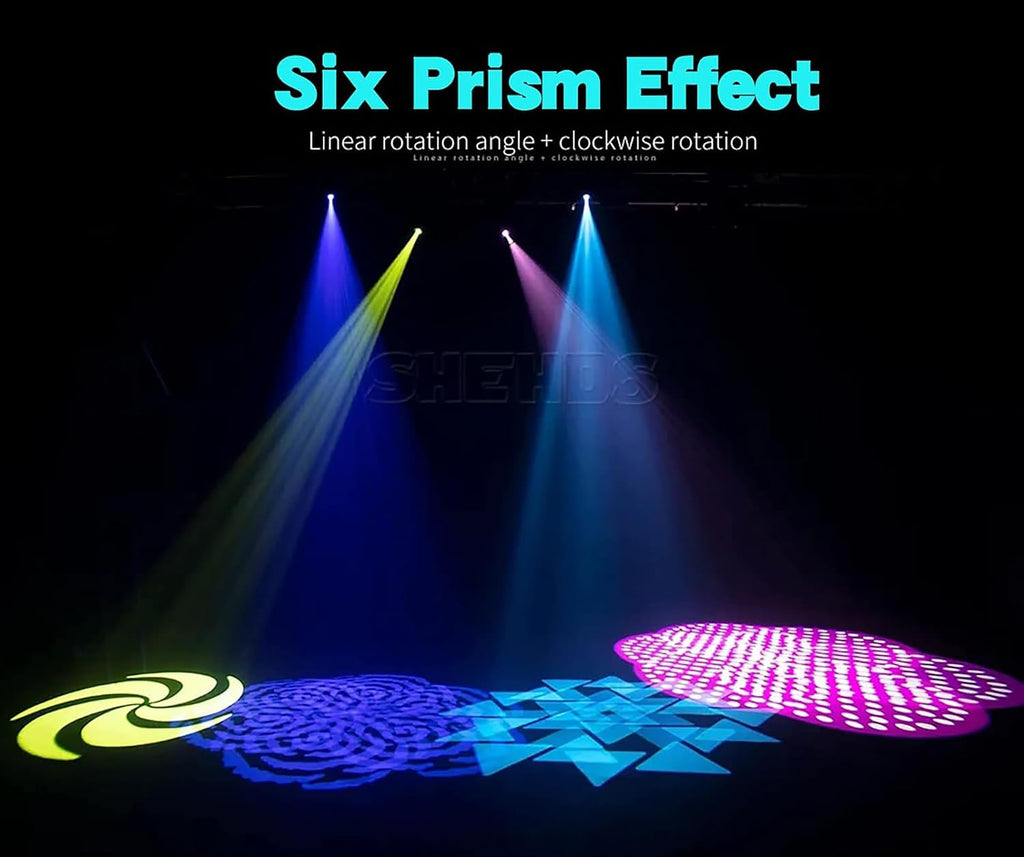 SHEHDS Moving Head Lights with LED Ring LED 100W 7 Dynamic & 6 Static Gobos 8 Colors Spotlights 6-Facet Prism DMX512 DJ Stage Lights with Unique Aperture Effect for Holiday Wedding Party Dance Disco