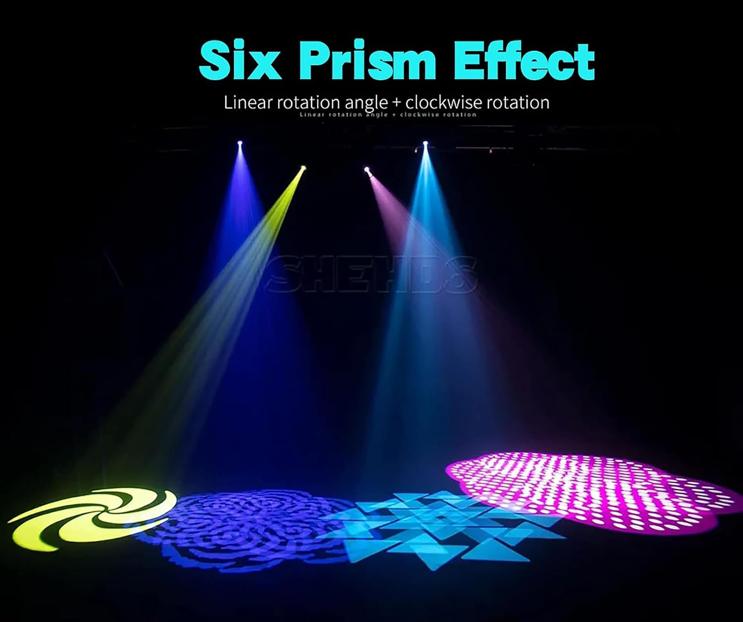 SHEHDS Moving Head Lights with LED Ring LED 100W 7 Dynamic & 6 Static Gobos 8 Colors Spotlights 6-Facet Prism DMX512 DJ Stage Lights with Unique Aperture Effect for Holiday Wedding Party Dance Disco